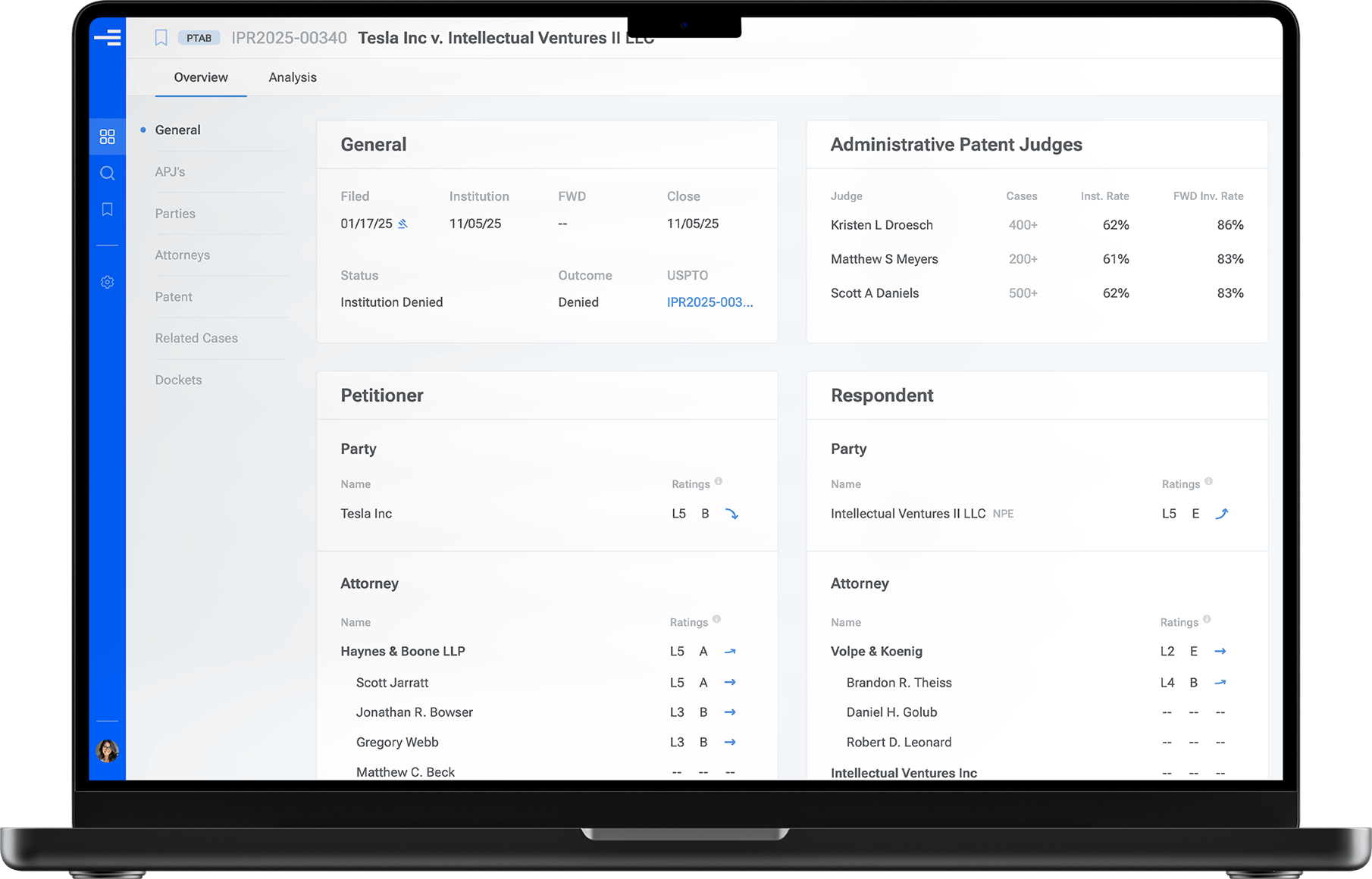 Ex Parte portal interface on laptop screen